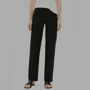 Eileen Fisher Washable Stretch Crepe Pants Women's XS Black Straight Leg Travel